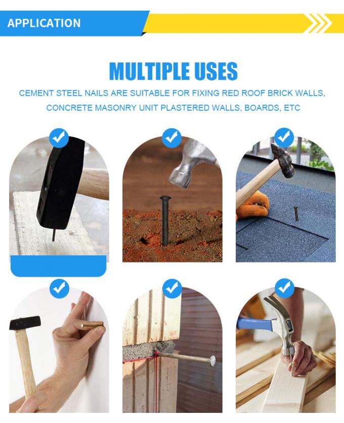 Steel Black Concrete Nails For Masonry Walls Smooth Shank Type 2